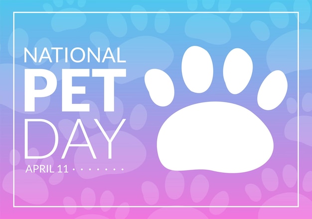 Национальный день домашних животных 11 апреля Иллюстрация с милыми домашними животными кошек и собак для баннера или целевой страницы