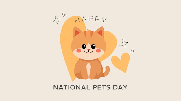 애완동물의 날: 터 디자인 4 월 11 일 귀여운 애완 동물 고양이와 함께 애완동물을 사랑하고 애완 동물에 관심을 기울이십시오.