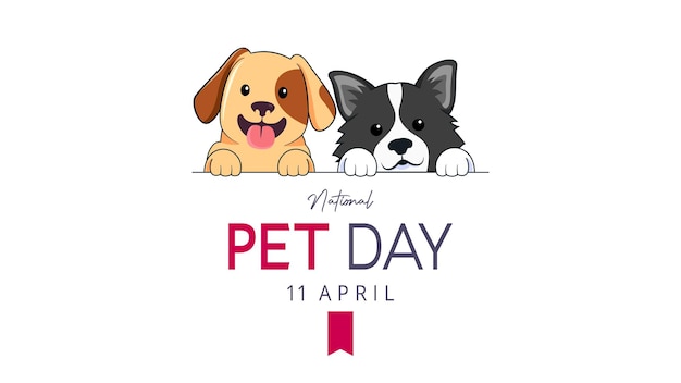 national pet day vector design april 11th with cute pet dogs love your pets and take care of pets