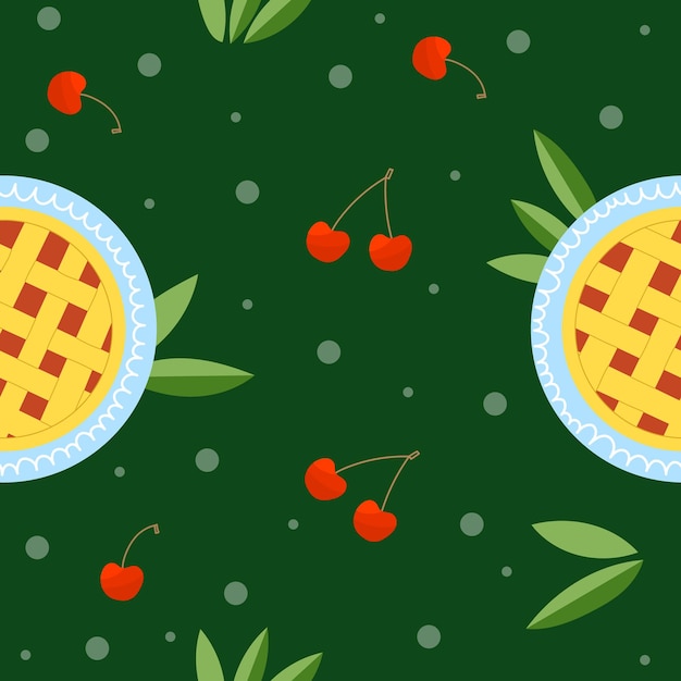 Vector national pie day. cherry pie. bright flat vector illustration.
