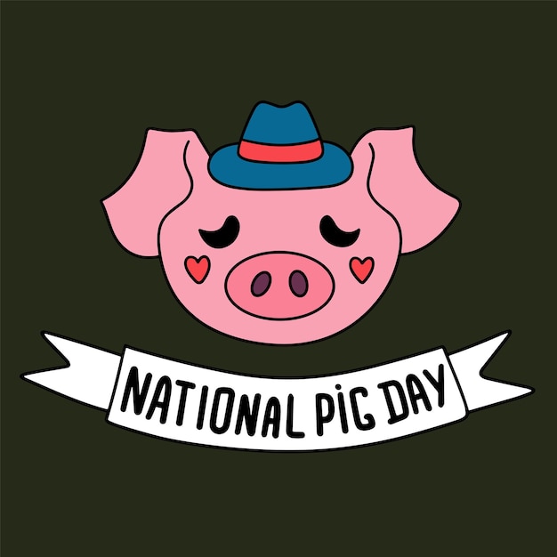 National Pig Day inscription Handwriting holiday text banner square composition National Pig Day