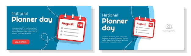 Vector national planner day online banner template set activity agenda celebration advertisement