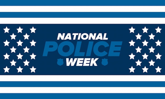 Vector national police week in united states police hero police badge and patriotic memorial day vector