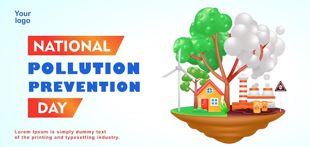 National Pollution Prevention Day 3d illustration of environmental pollution and the beauty of the environment bordered by trees Suitable for events