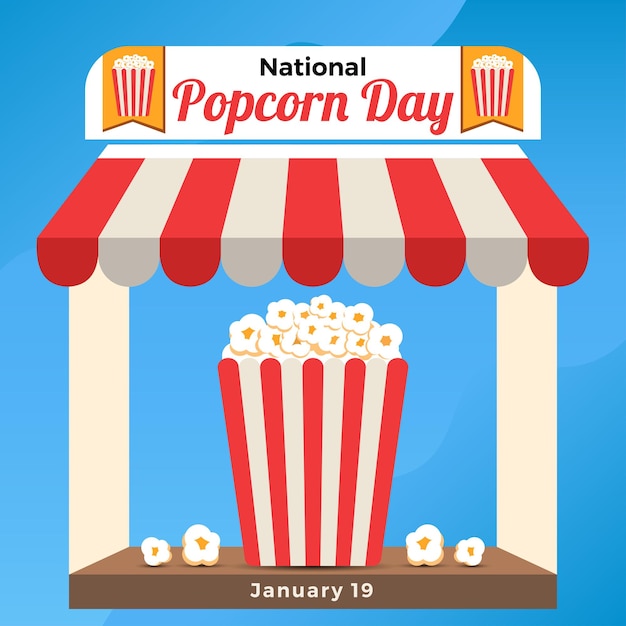 Vector national popcorn day template with popcorn box vector