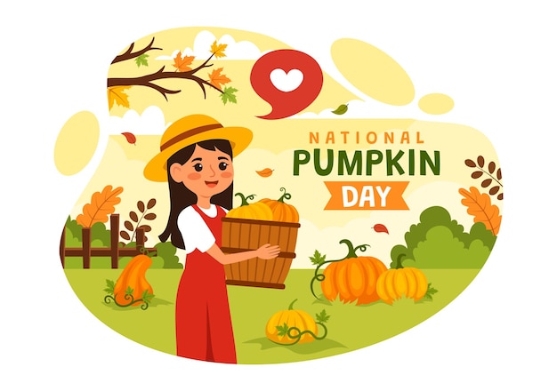 National Pumpkin Day Illustration on 26 October with Style Pumpkin Character on Garden Background