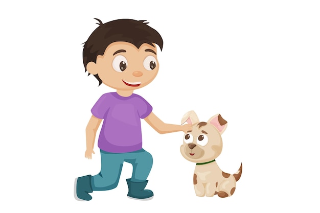 National Puppy Day. concept illustration adopt a dog. vector.boy playing with dog