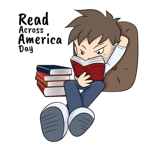 National Read Across America Day vector Little reader with book vector