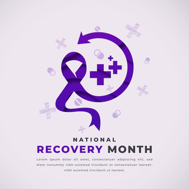 National Recovery Month Paper cut Design Illustration for Background Poster Banner Advertising
