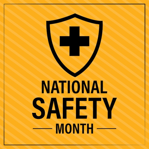 National safety month in june security concept background poster card banner