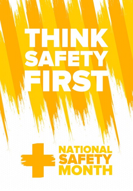 Vector national safety month in june warning of unintentional injuries at work home on the road vector