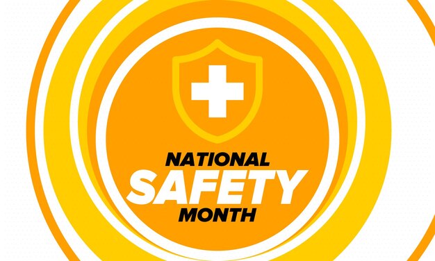 National safety month in june warning of unintentional injuries at work home on the road vector