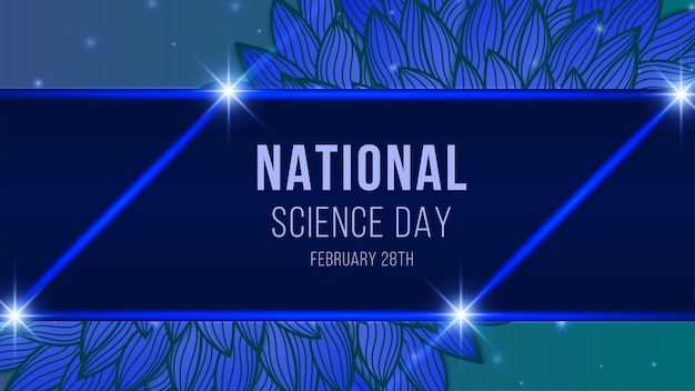 Vector national science day blue background design with doodle and space