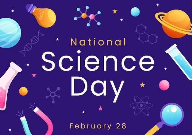 national science day february 28 related to chemical liquid and research in flat illustration