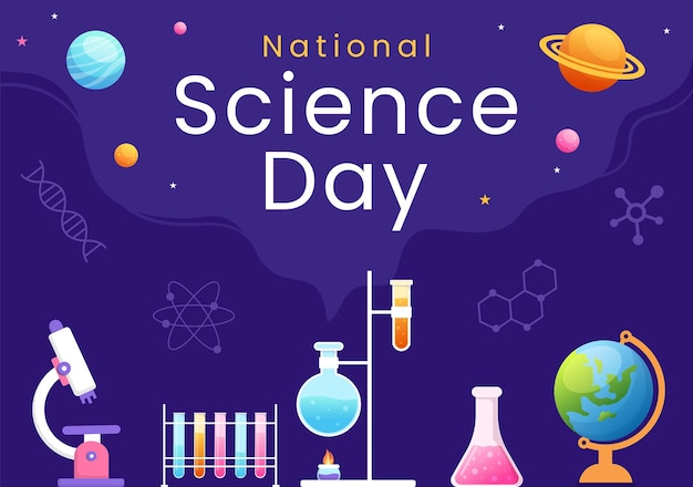 National Science Day February 28 Related to Chemical Liquid and Research in Flat Illustration