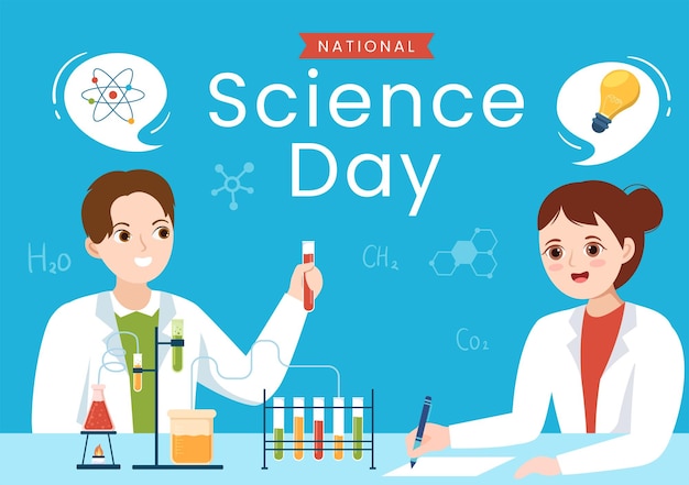 National Science Day February 28 Related to Chemical Liquid and Research in Flat Illustration