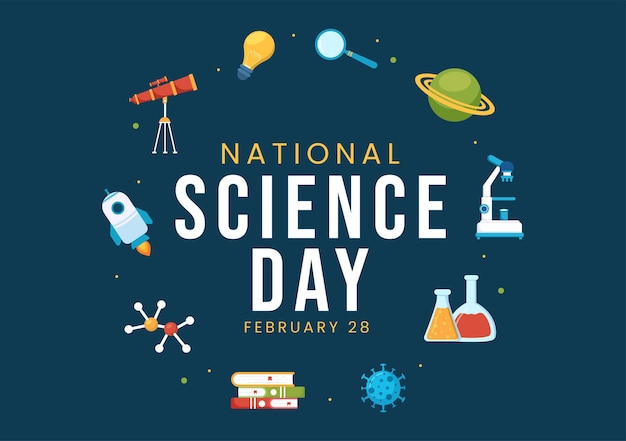 National Science Day February 28 Related to Chemical Liquid and Research in Flat Illustration