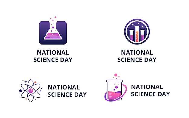 Vector national science day logo design collection