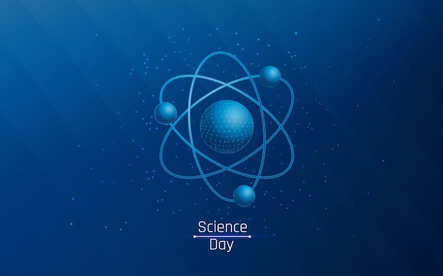 national science day and molecule image at wireframe style