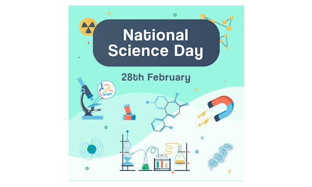 National Science Day Post with laboratory and technology vector for facebook instagram and linkedin