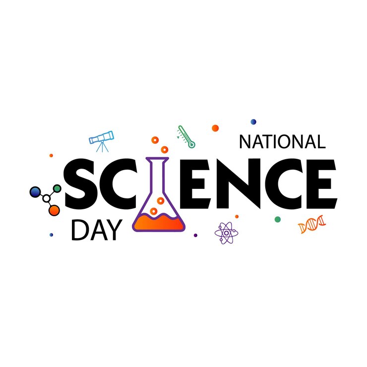 National science day wallpaper with science lab elements