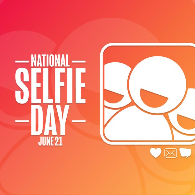 National Selfie Day June 21 Holiday concept Template for background banner card poster with text inscription Vector EPS10 illustration