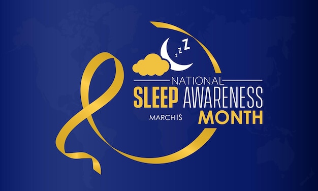 National Sleep Awareness Month Consider of your wellbeing impact concept banner template card background observed on March