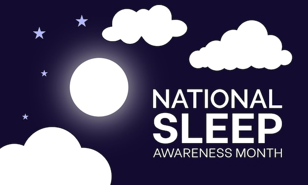 National Sleep Awareness Month Observed every year of March Mental Health Vector banner flyer poster and social medial template design