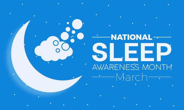 ベクトル national sleep awareness month (全国睡眠意識月) は毎年3月に開催されメンタルヘルス・ベクトル・バナー・フライヤー・ポスターとソーシャル・メディア・テンプレートのデザインが行われています