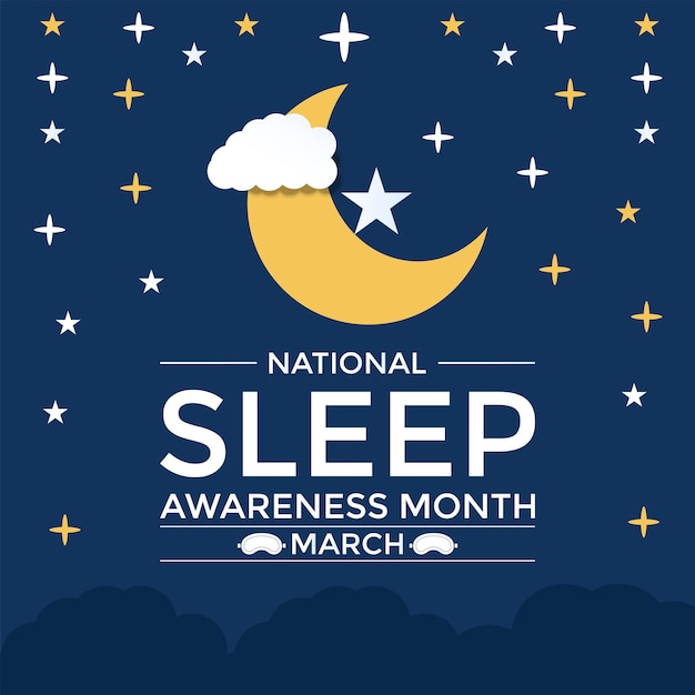 Vector national sleep awareness month wordt elk jaar in maart gevierd.