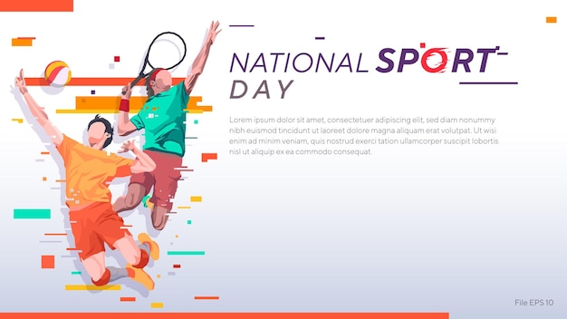 국가 스포츠 이벤트 벡터 배경, 전국 스포츠의 날 축하. 국가의 날