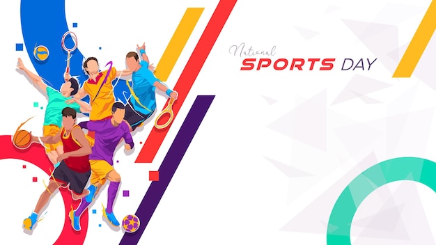 National sports background national sports day celebration dynamic background with footballers