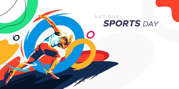 Concetto di celebrazione della giornata sportiva nazionale atleta sportivo che corre celebrazione sportiva nazionale mondiale