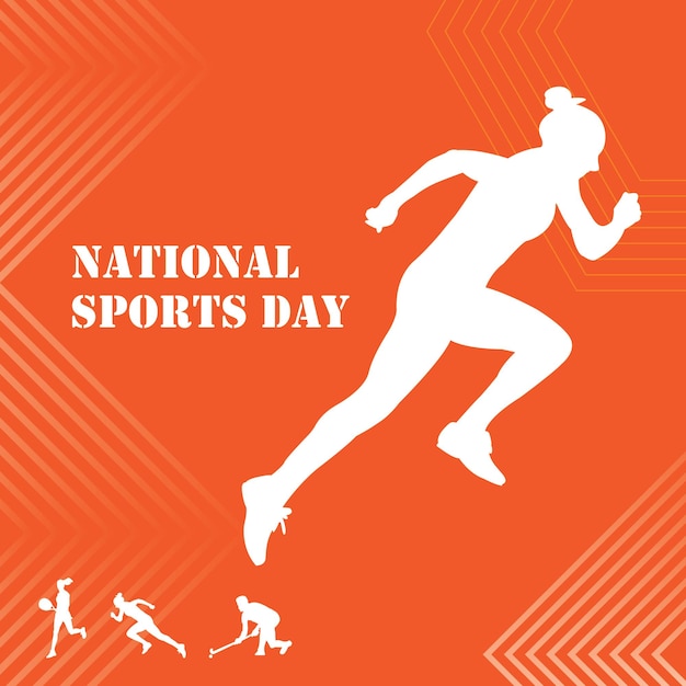 National Sports day Running orange background vector design template