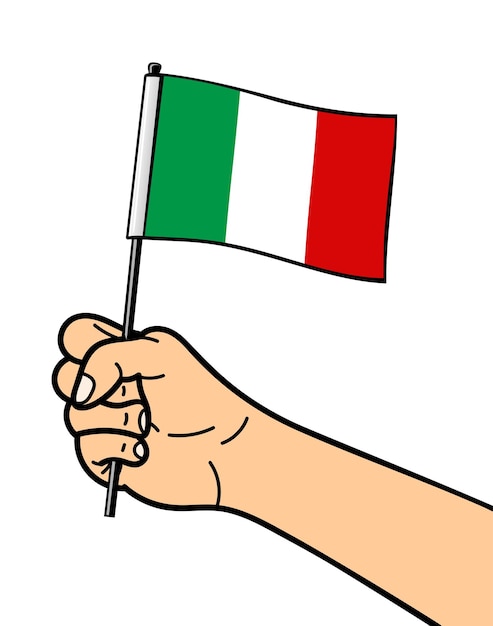 The national symbol of the flag of Italy isolated on a white background National flag in hand Vector