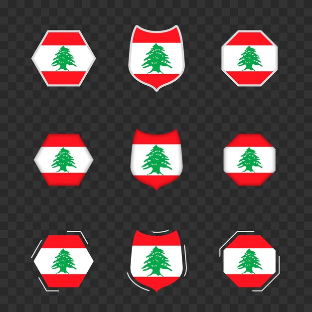 national symbols of lebanon on a dark transparent background vector flags of lebanon