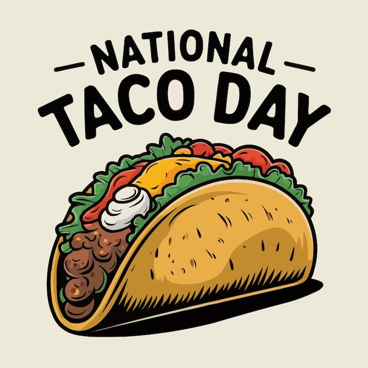 Vector national taco day vector illustration with delicious taco for social media post and banner