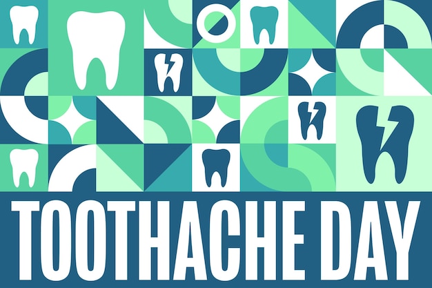 국가 치아 통증의 날 (National Toothache Day) 2 월 9 일 휴일 개념은 텍스트 문구와 함께 배경 배너 카드 포스터 템플릿 터 EPS10 일러스트레이션입니다.