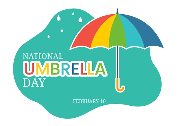 National Umbrella Day Celebration op 10 februari om ons te beschermen tegen regen en zon in illustratie