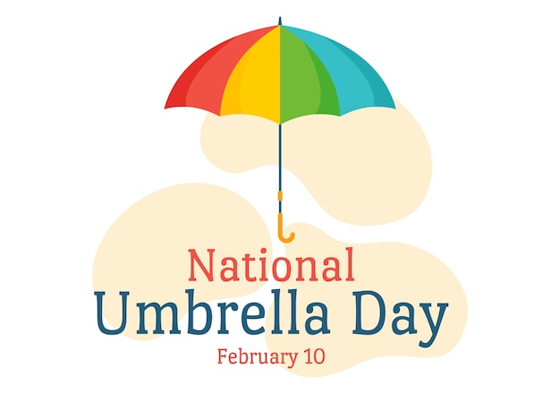 National Umbrella Day Celebration op 10 februari om ons te beschermen tegen regen en zon in illustratie