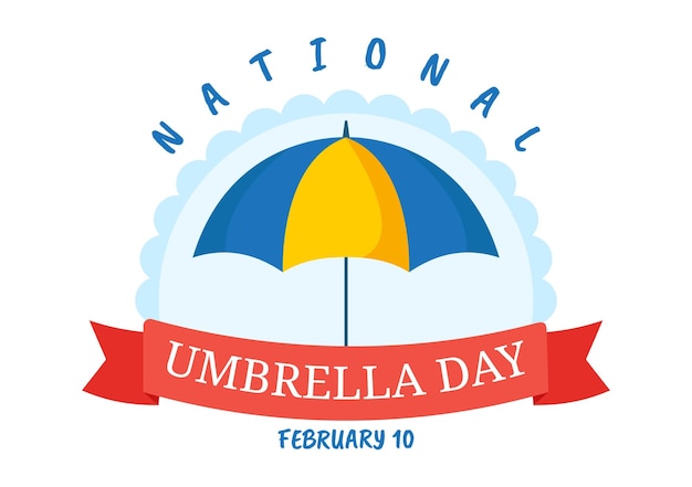 National Umbrella Day Celebration op 10 februari om ons te beschermen tegen regen en zon in illustratie