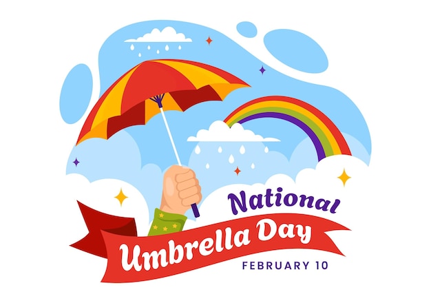National Umbrella Day Vector Illustration with Umbrellas at Rainy Weather or Monsoon Season