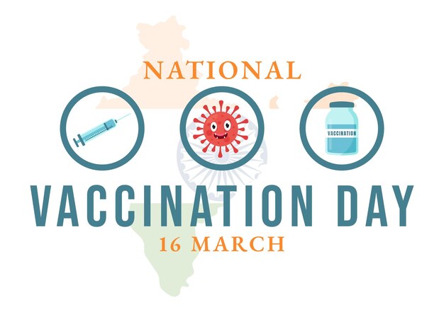 Vector national vaccination day vector illustration with vaccine syringe for strong immunity from bacteria