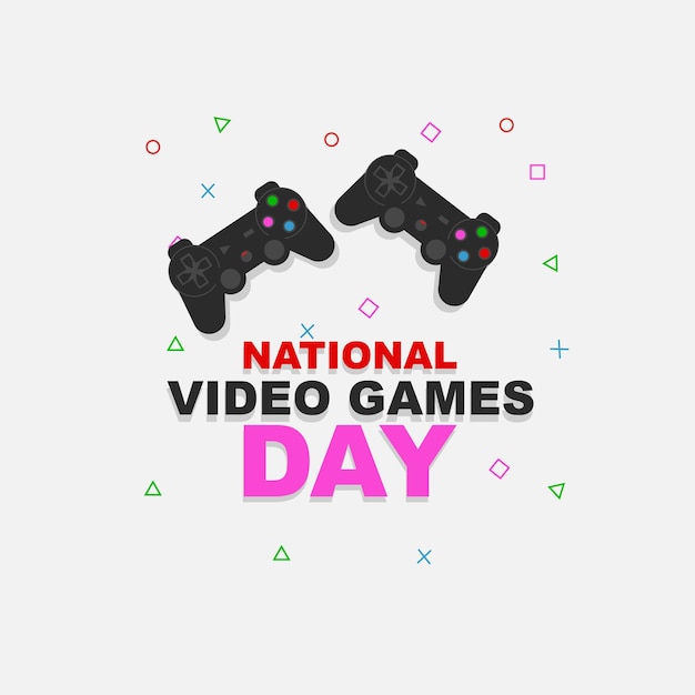 National video game day Poster banner design with game controller Vector illustration design