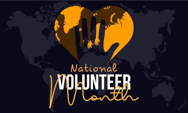 バナーカードポスターの背景のための全国ボランティア月間ボランティアコミュニティテンプレート