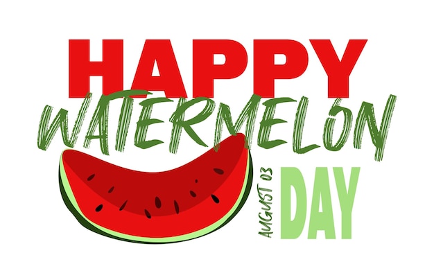 National Watermelon Day poster with calligraphy lettering isolated on white background