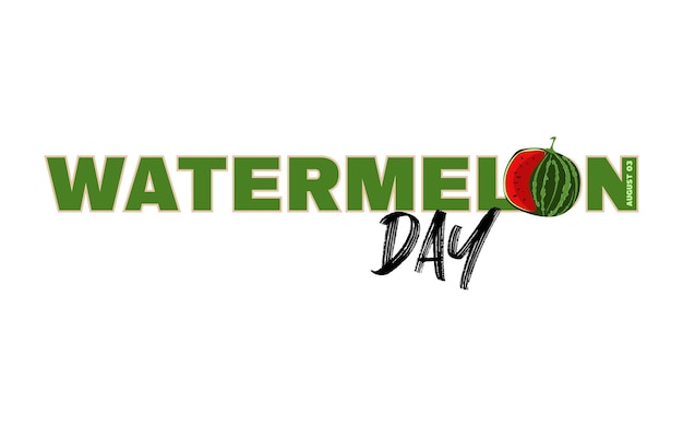 National Watermelon Day poster with calligraphy lettering isolated on white background