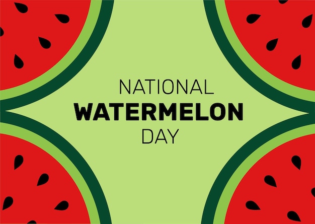 National Watermelon Day.  A whole watermelon with slices with seeds. Vector illustration.