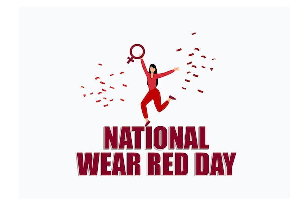 National Wear Red Day 2월 첫 번째 금요일 휴일 개념 평면 벡터 현대 그림