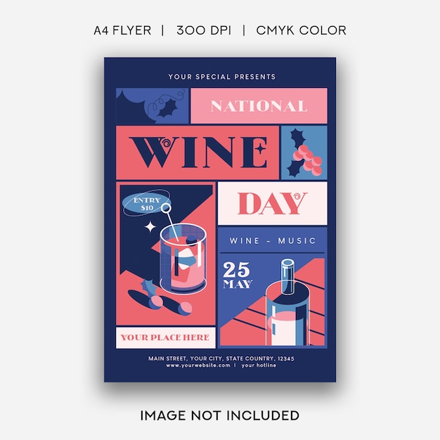 Vector national wine day flyer